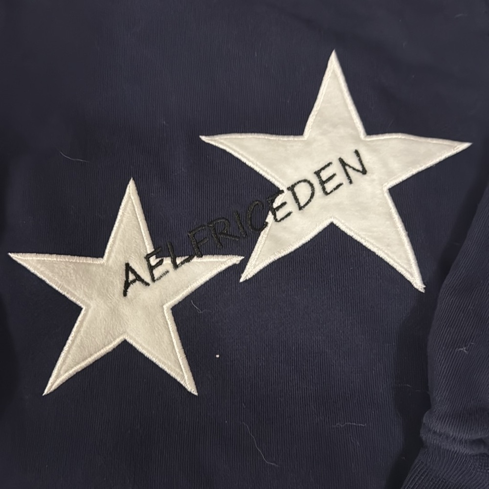 Aelfric Eden Navy Blue Hoodie with White Star Design - Picture 2 of 4